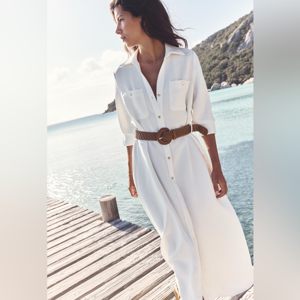 Zara white button down dress. Size M. Nwot Perfect for any occasion No Belt 🤣